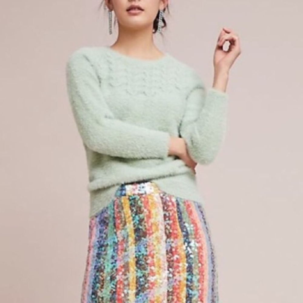 Anthropologie Rosie Neira “Aubade” Fuzzy Knit Sweater